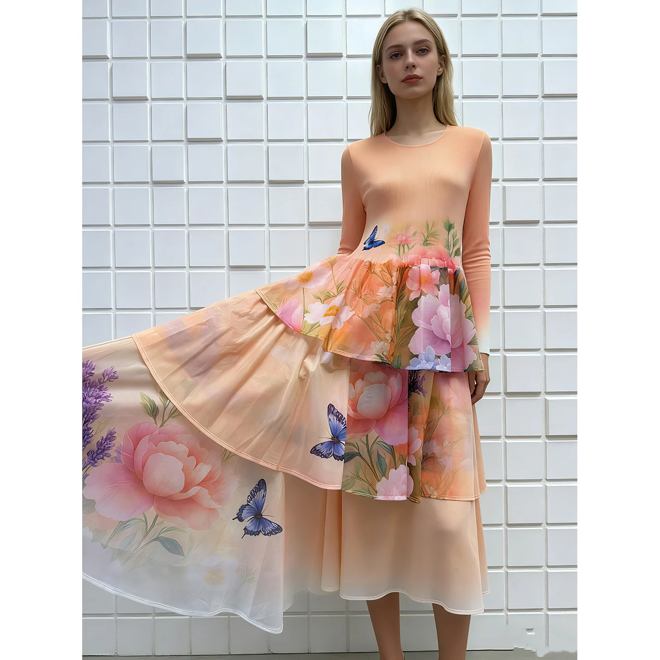 

Southeast Asia Cross-Border Tee-Residence Print Ruffle Splice Pleated Cake Skirt Beach Coast Vaion Dr Ethnic Women's ...