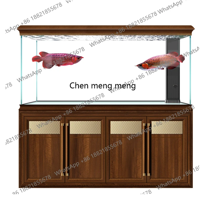 Solid wood ultra-white glass arowana tank living room large household bottom filter aquarium fish tank
