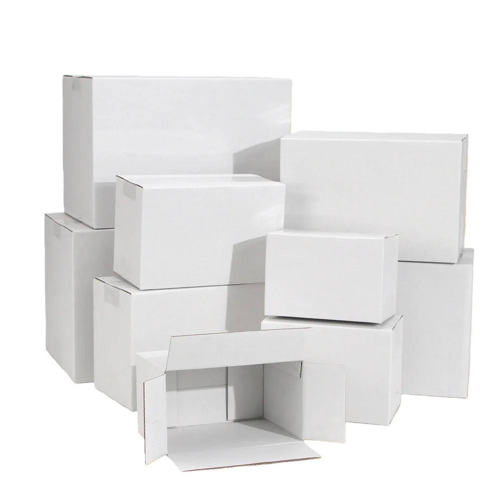 5PCS White Corrugated Paper Cardboard Box 3-Layer Small General Purpose Packaging Box for Transportation