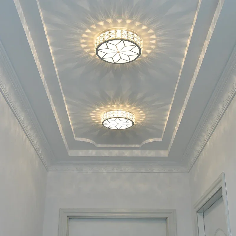 

Modern Crystal Ceiling Light Living Room Hallway Round Lamp Square Bedroom Stairs Vestibule Surface Mount Balcony Aisle