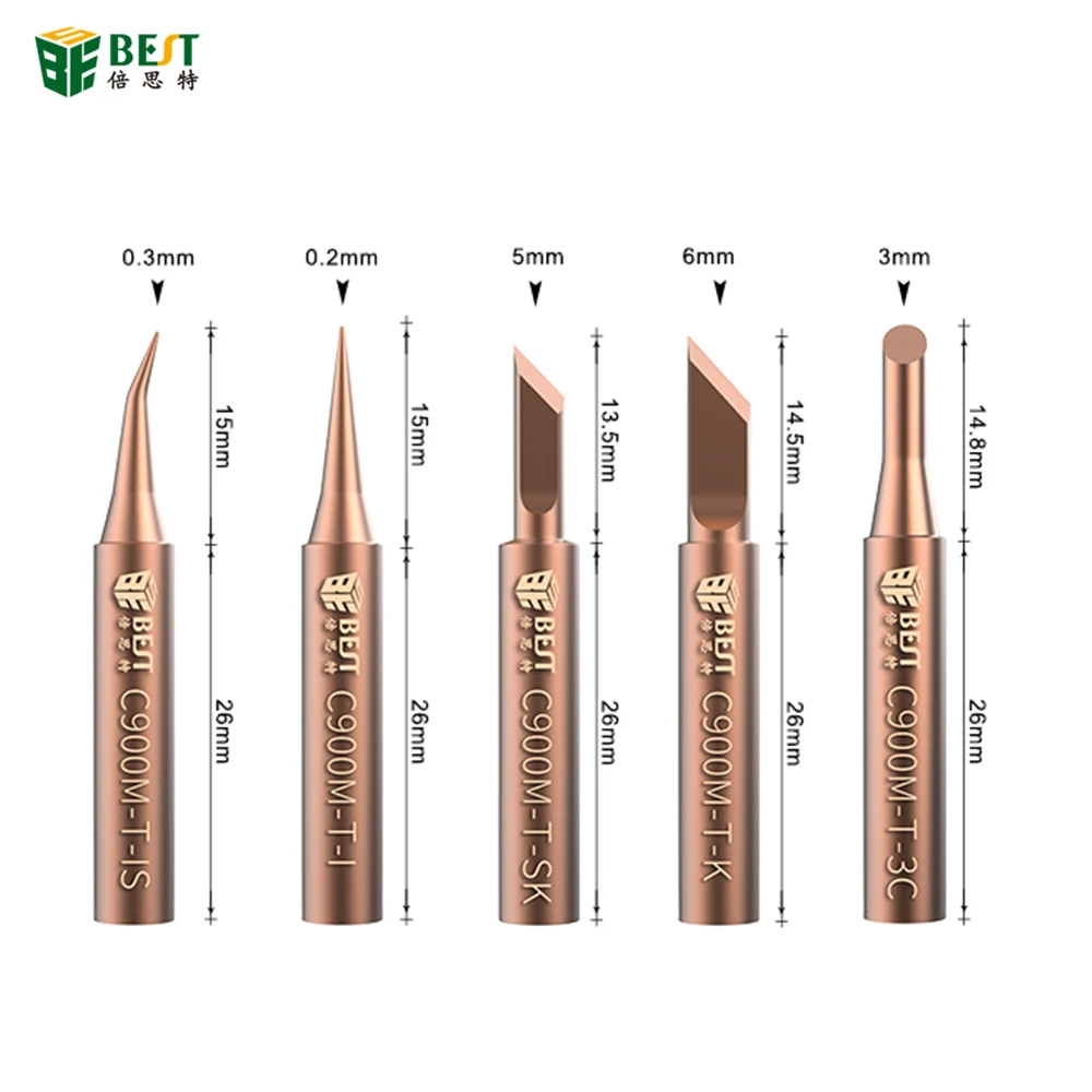 5 in 1 Soldering Iron Tips Oxygen-free Copper Lead-free Solder Tip C900M-T Welding Nozzle Special for Horns Plastic Tools Set