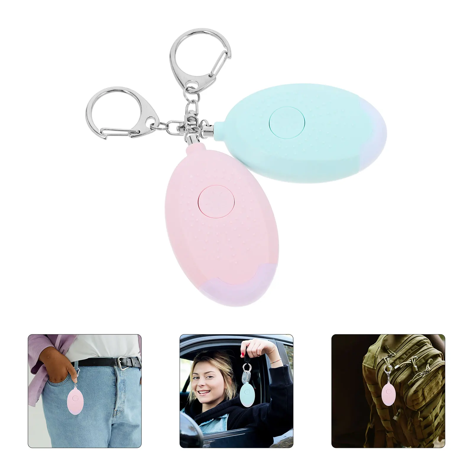 2pcs Personal Security Alarm For Women 130Db Siren Emergency Alarm Keychain Safety Device Led Light Sos Function