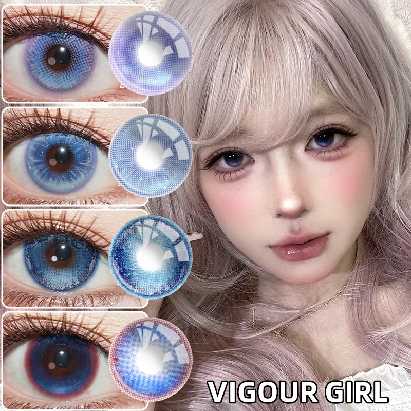 MIMI PARK Lot de 2 lentilles de contact colorées demi-annuelles, grand diamètre, haute hydratation, souples, pour femmes, cosplay, Halloween, de -0.00D à -8.00D
