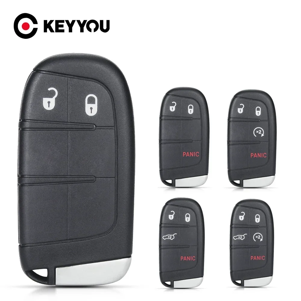 KEYYOU 2PCS For Jeep Renegade Compass Cherokee Dodge Ram 1500 Journey Charger Chrysler 2/3/4/5 BTN Smart Remote Key Shell