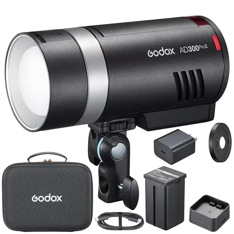 AD300Pro II TTL HSS Outdoor Flash Light Strobe Professional 300W Power Flashes Bi-Color Modeling Light Portable