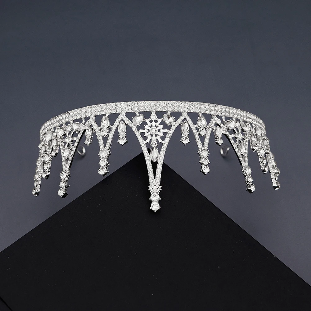 

Chic Rhinestone Crown Wedding Bridal Headwear Hair Accessory Elegant Party Prom Banquet Headdress For Women Girls Silver Iceberg