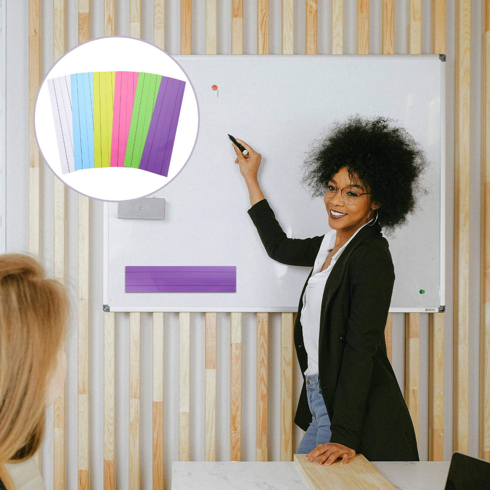 

6pcs Magnetic Sentence Strips For Whiteboard 4-Line Grid Handwriting Practice Tools Reusable Flexible Writing Stickers For