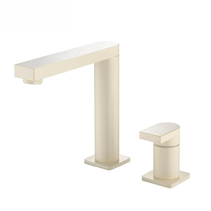

All-copper double-hole washbasin faucet Milk white washbasin faucet