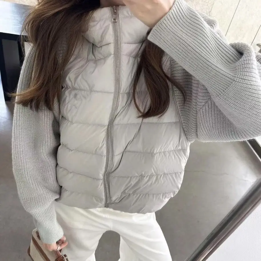 

Lightweight knitted splicing cotton coat women's short 2025 winter new fake two-piece cotton coat Korean style loose winter coat