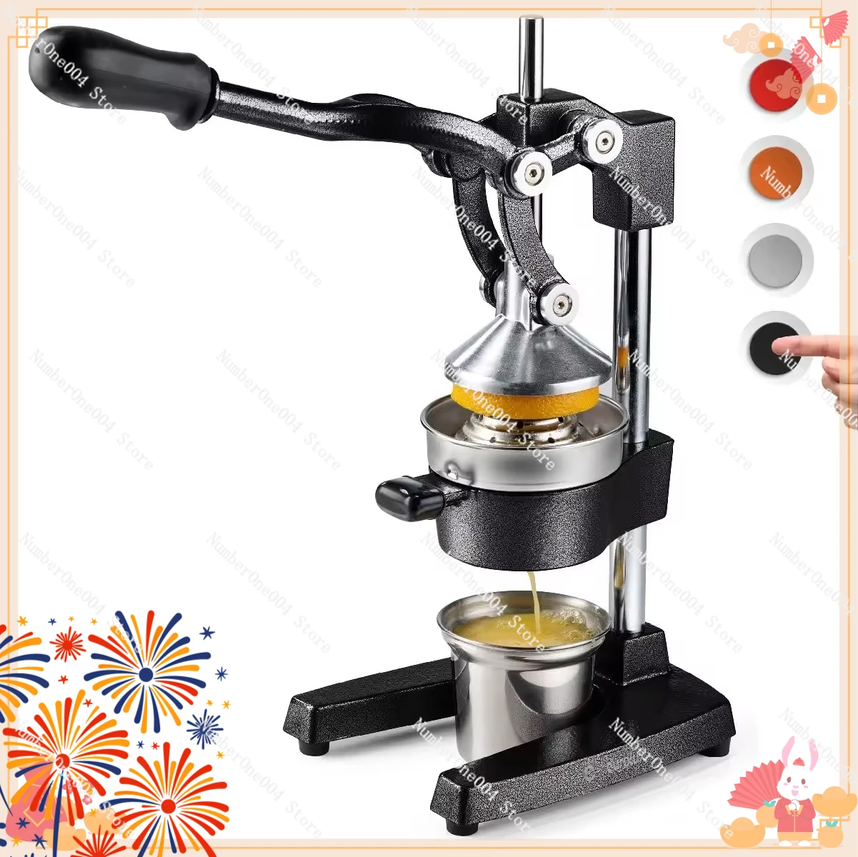 

Stainless Steel Manual Juicer Cast Iron Lemon Orange Squeezer Press for Home Commercial