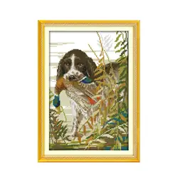 The hunting dog cross stitch kit animal aida 18ct 14ct 11ct cloth counted printed canvas set stitches embroidery handmade