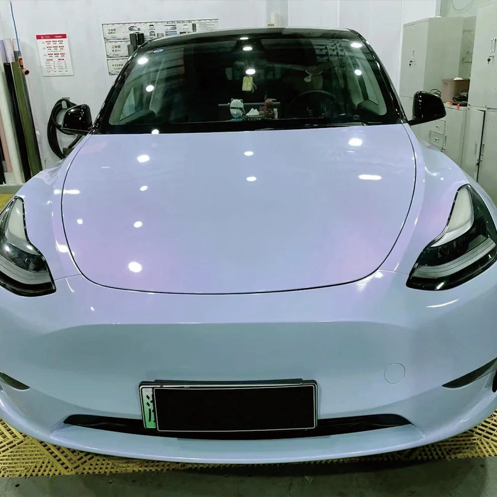 Penutup Film Mobil PET Pembungkus Vinil Tahan Air Stiker Perekat Ungu Berkabut Mutiara Ajaib untuk Aksesori Mobil Kustomisasi Sepeda Motor