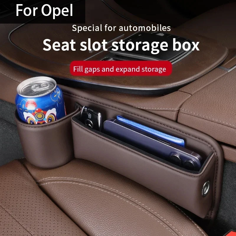 Boîte de rangement en cuir cousu pour siège de voiture, fente crevasse, porte-gobelet, Opel Corsa D, Astra Insignia, Mokka Adam, ChlorOPC SachVect