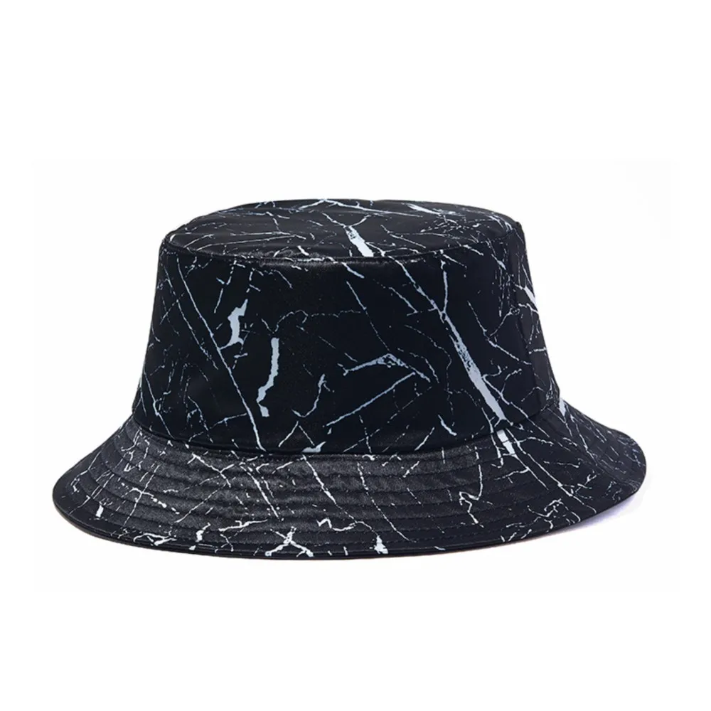 

Reversible Fisherman Hat hip-hop Street Cracked Print Side Cap Men Black Outdoor Outing Winter Pot Hat Hot