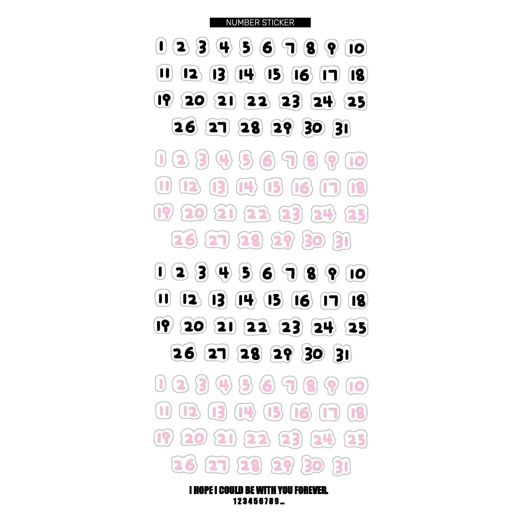 1Pc Cute Cartoon Baby Font No.1~31 Number Stickers Calendar Planner Scrapbooking Journal Monthly Day Daily Time Label Decoration