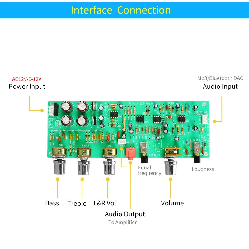 UNISIAN JRC4558 preamplificatore Audio 4558 OP-AMP scheda di controllo del tono del Volume degli alti con Loudness per amplificatore