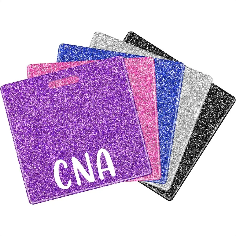 

5 Pcs CNA Badge Holder in 5 Glitter Colors Retractable ID Name Identification Badge Nurse Nursing Accories Reel Holder Gifts fo