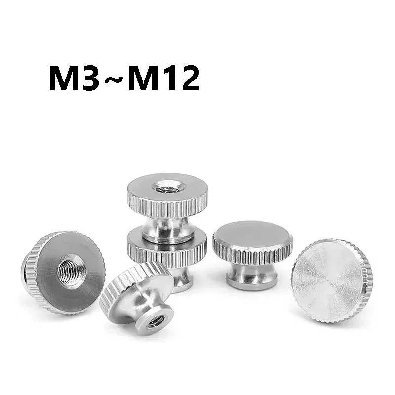 1/2Pcs Stainless Steel High Head Knurled Tighten Hand Nut M3 M4 M5 M6 M8 M10 M12 Knurled Thumb Through Hole Blind Hole Nut