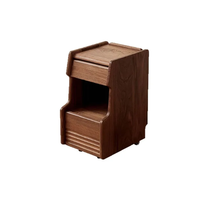

North American black walnut bedside table, household bedroom ultra-narrow bedside table, Nordic solid wood removable stora