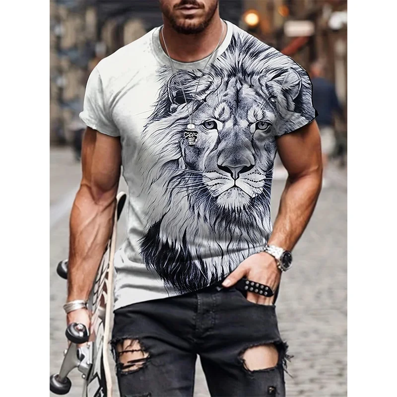 Lion Graphic T Shirts Animal 3D Print Men Women Casual Short Sleeve T-Shirt Streetwear Oversized Harajuku Top Tees Kids Clothing