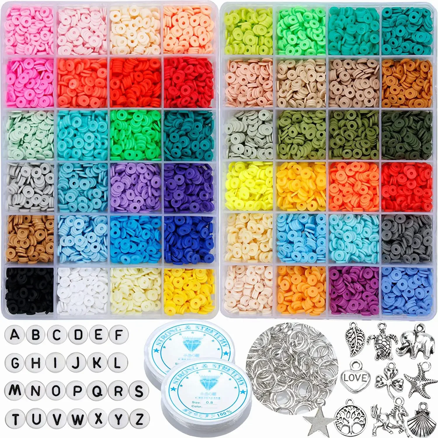 

48-piece 12,300 pcs DIY sliced children pinky beads necklace beaded bracelet kit clay beads kit