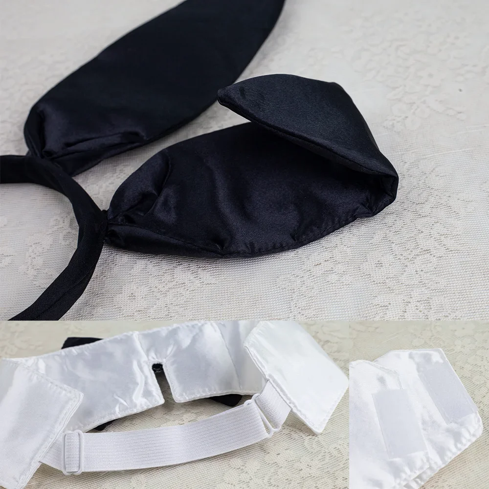 Easter Bunny Costume Set Women's Rabbit Ear Headband Collar Bow Tie Cuffs and Bunny Tail Accessories view 6