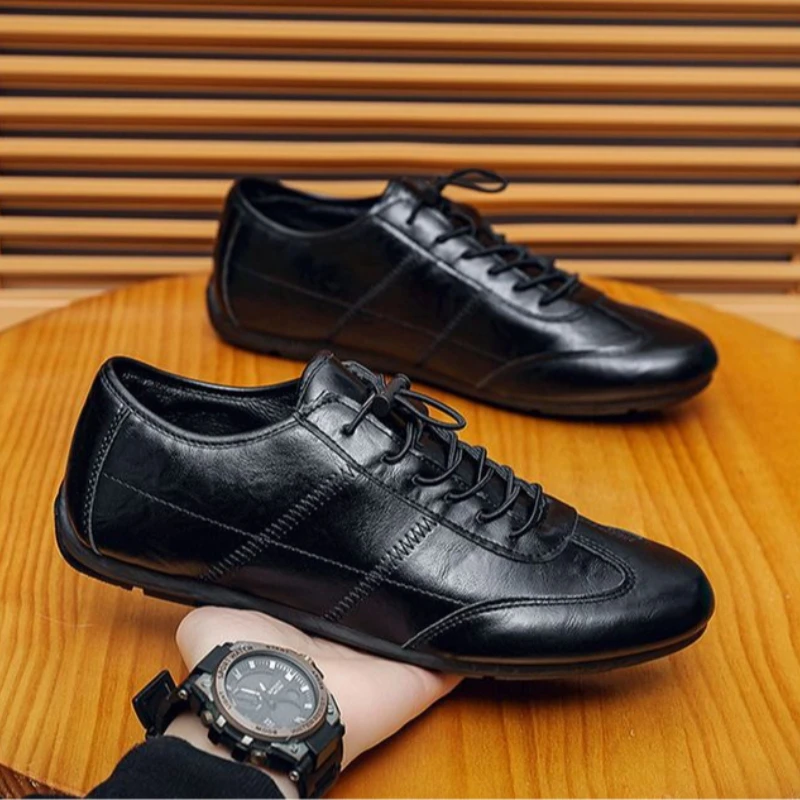 Mens Casual Low-Top Slip-On Flat Loafers Fashionable Everyday Driving Shoes