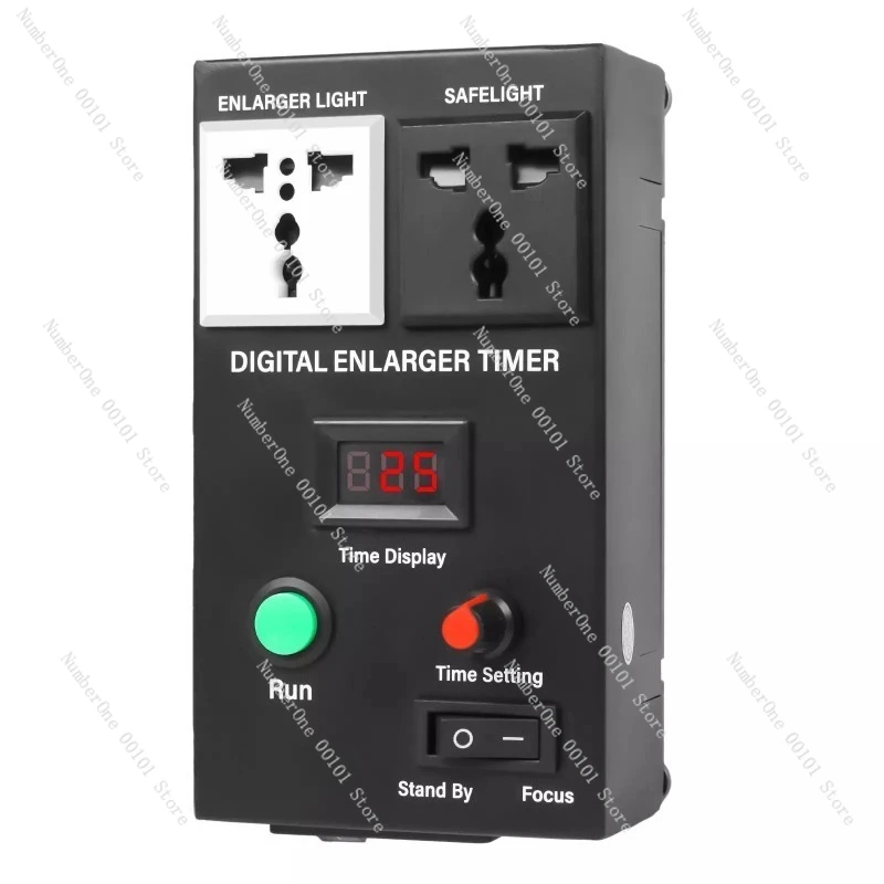 Professional Darkroom Enlarger Timer with Digital Display & Foot Switch for Photographic Printing Exposure Control