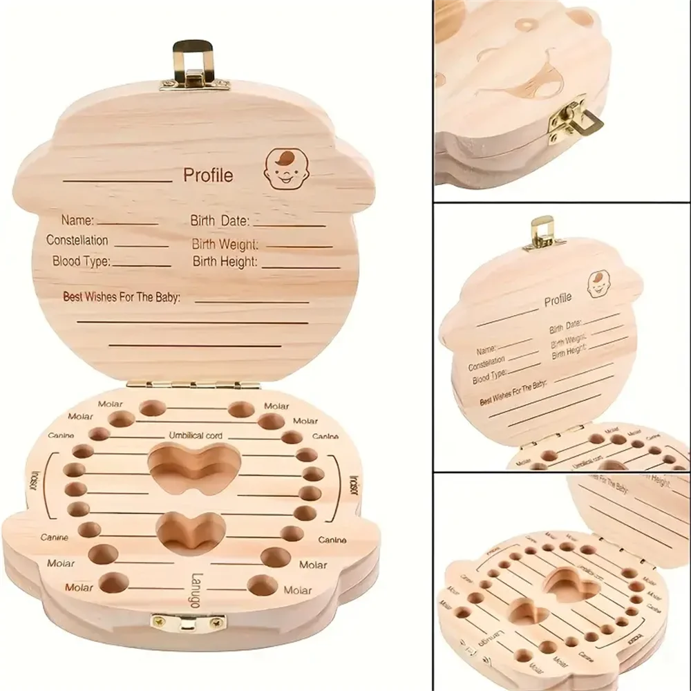 Wooden Baby Teeth Storage Box Teeth Wooden Box Umbilical Cord Tooth Collection Box Infant And Toddler Souvenir Box