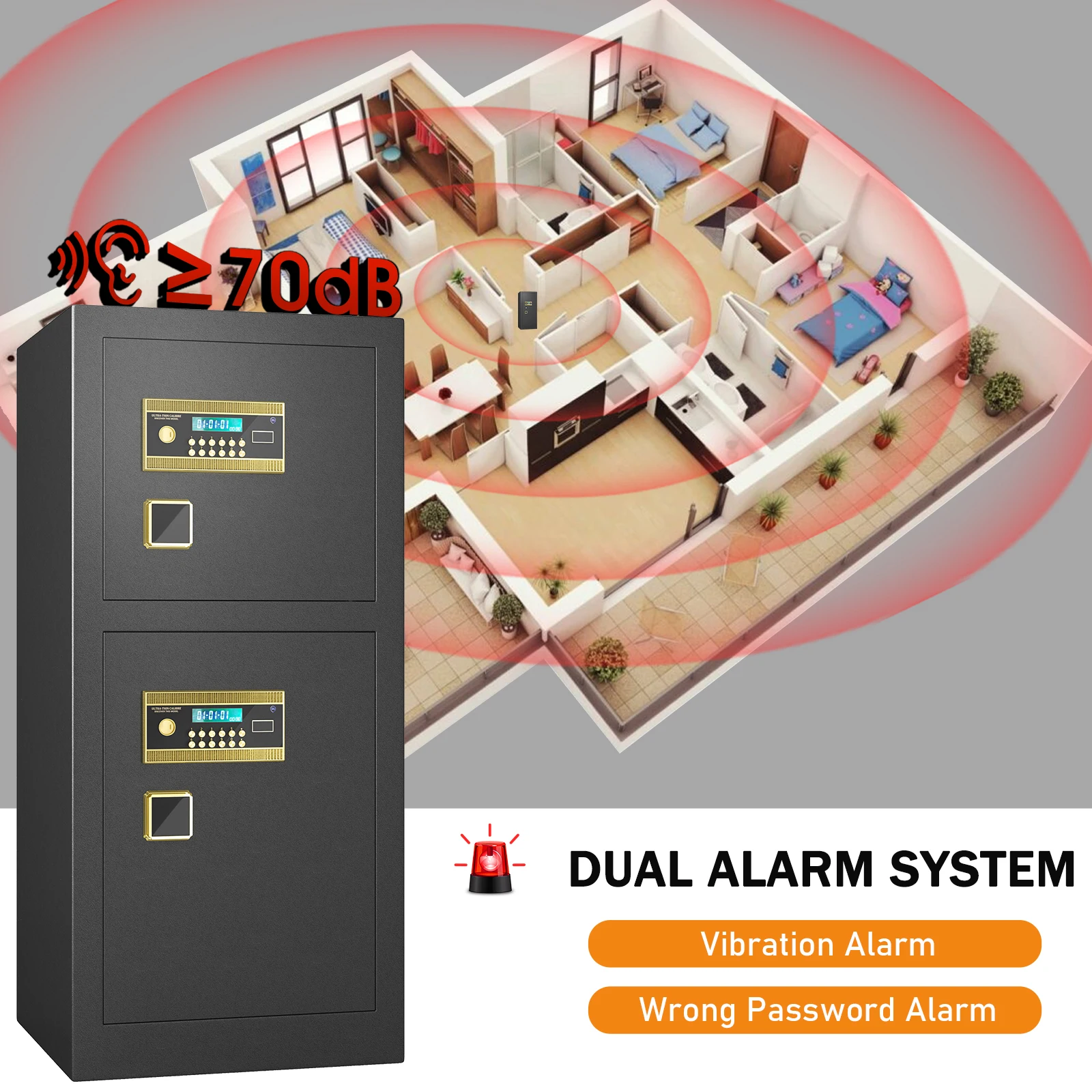 Cassetta di sicurezza extra large da 47,24 pollici, grande cassaforte resistente da 13,8 piedi cubi con serratura a doppia chiave di sicurezza e cassetta di sicurezza separata per documenti