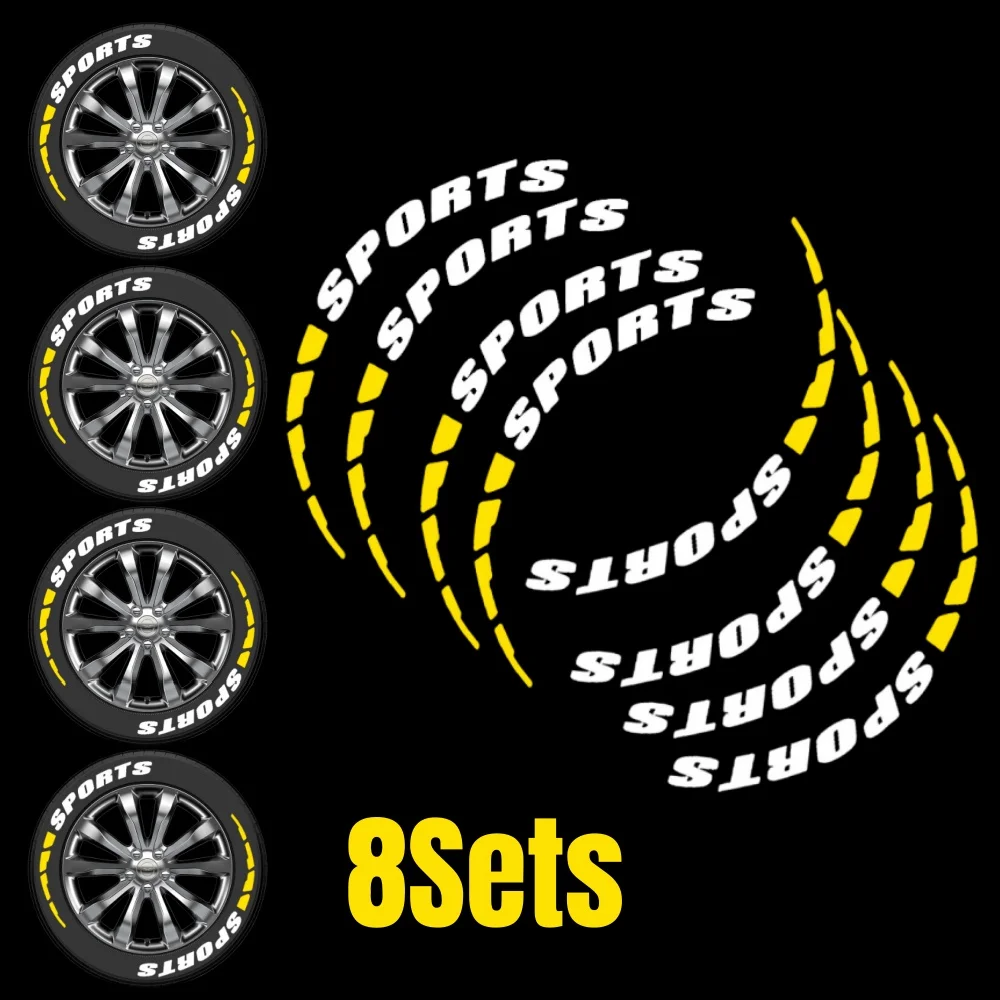 

8Sets Car Tire Wheel Stickers Car Universal 3D PVC Tire Rim Decor Decals Car Tyre Personalized Stickers with Glue Accessories