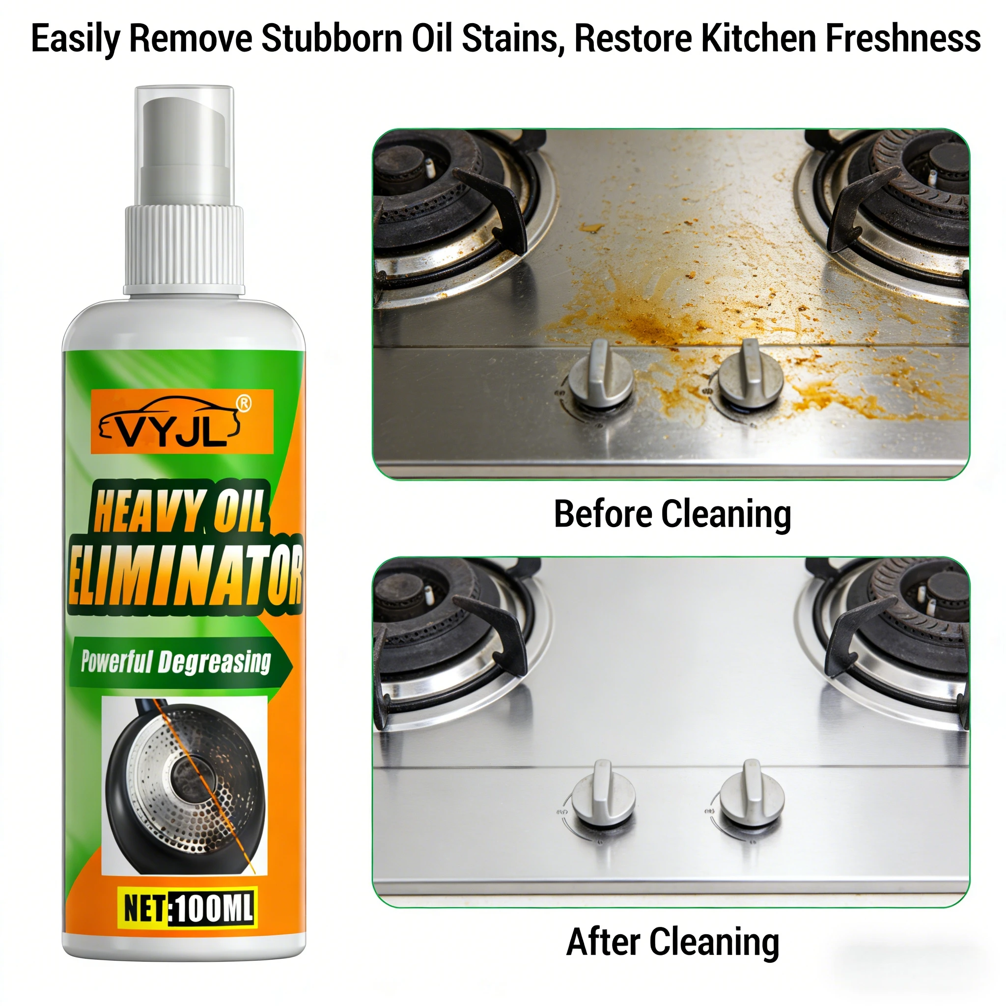Heavy Duty Kitchen Oil Cleaner - Fast Acting Formula to Eliminate Grease Buildup, Ideal for Range Hoods, Stoves and Kitchen Appl