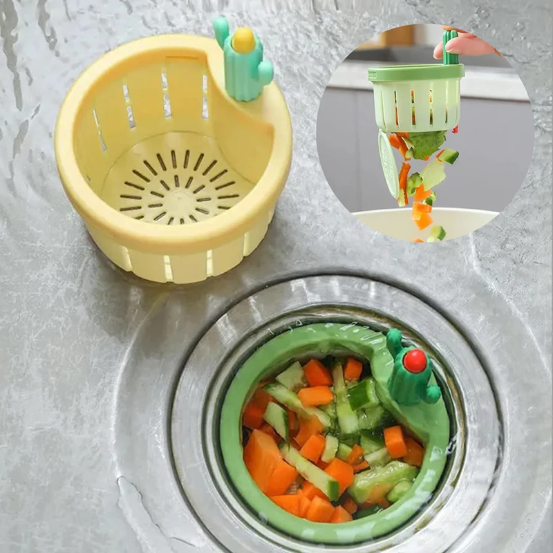 New Kitchen Sink Drain Strainer With Cactus Shaped Handle Sink Soft Filter Trap Kitchen Food Slag Strainer Kitchen Accessories