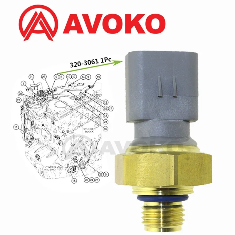 

HEAVY DUTY Low Fuel Pressure Sensor SWITCH For CAT CATERPILLAR ENGINE C15 C18 C4.4 EXCAVATOR 312E 320-3061 3203061