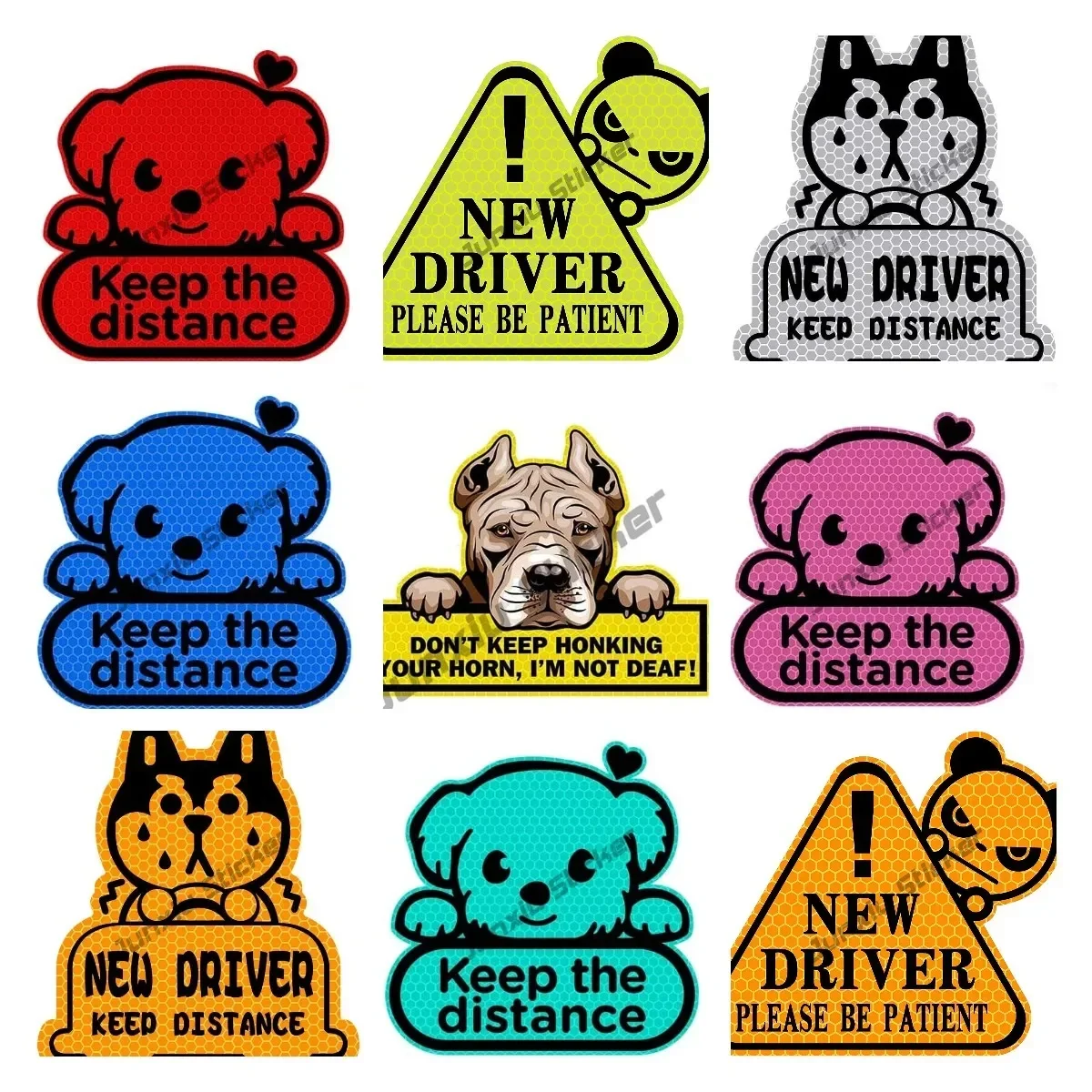 Funny Reflective Stickers New Driver Decal Keep Distance Sticker for Car Student Driver Warning Sticker Waterproof Accessories