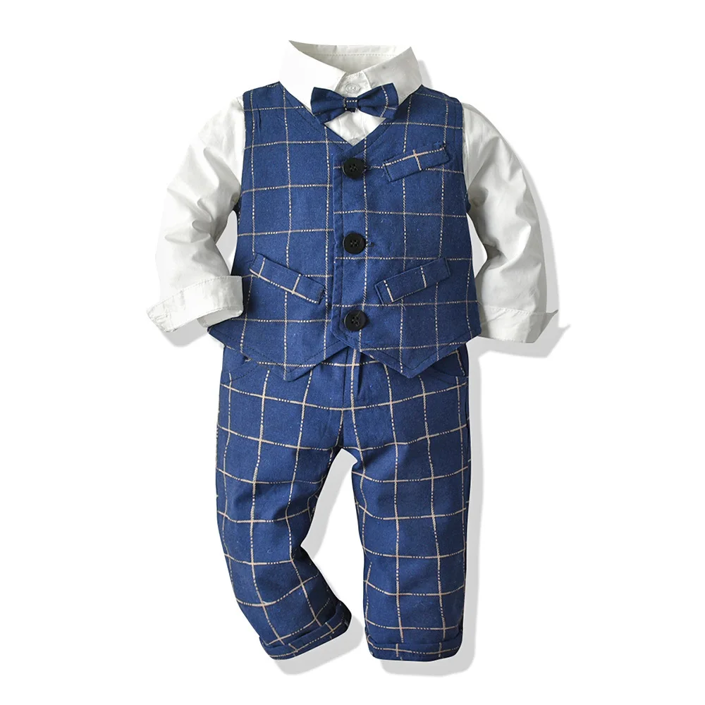 

Baby Boys Gentleman Outfits Suits Clothing Spring and Autumn Children Shirt Jacket Prousers 3pcs Suit Baby Boy Clothes