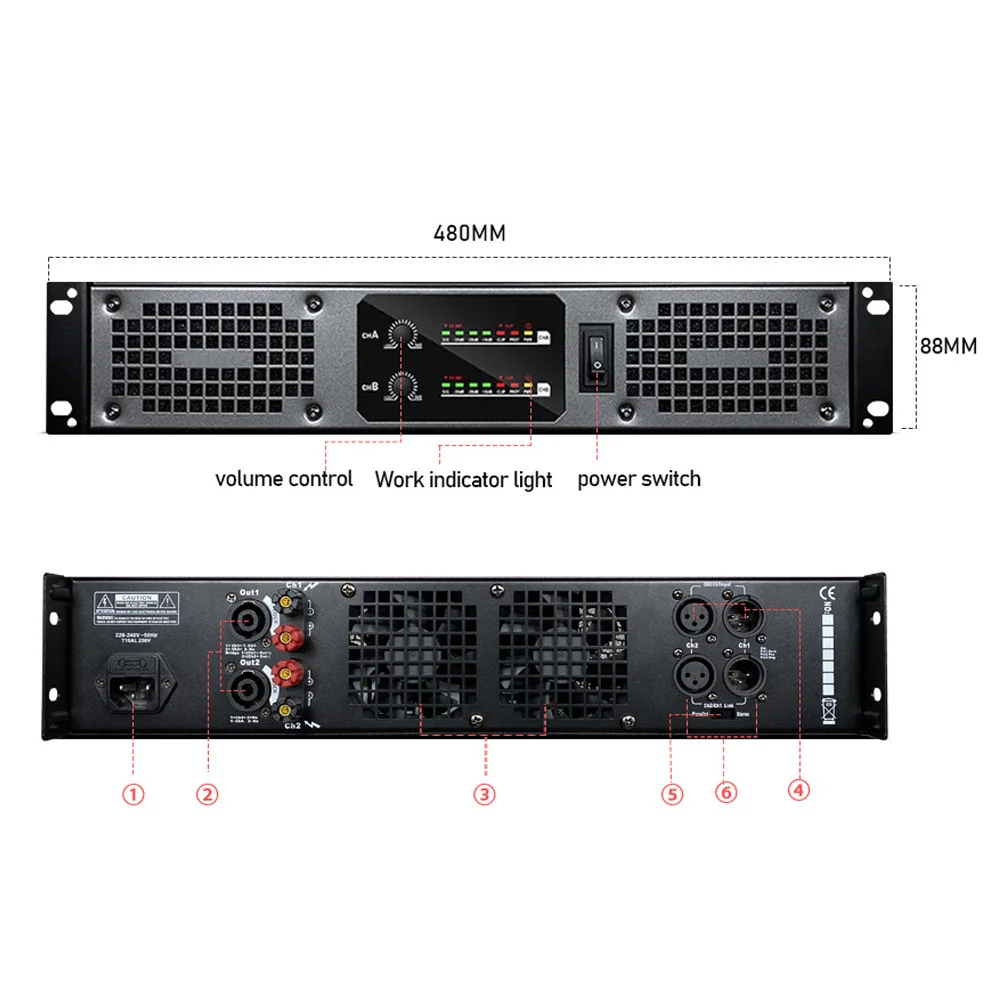 Professional 2 four-channel digital power amplifier with display 800W/1000W karaoke wedding outdoor event stage performance