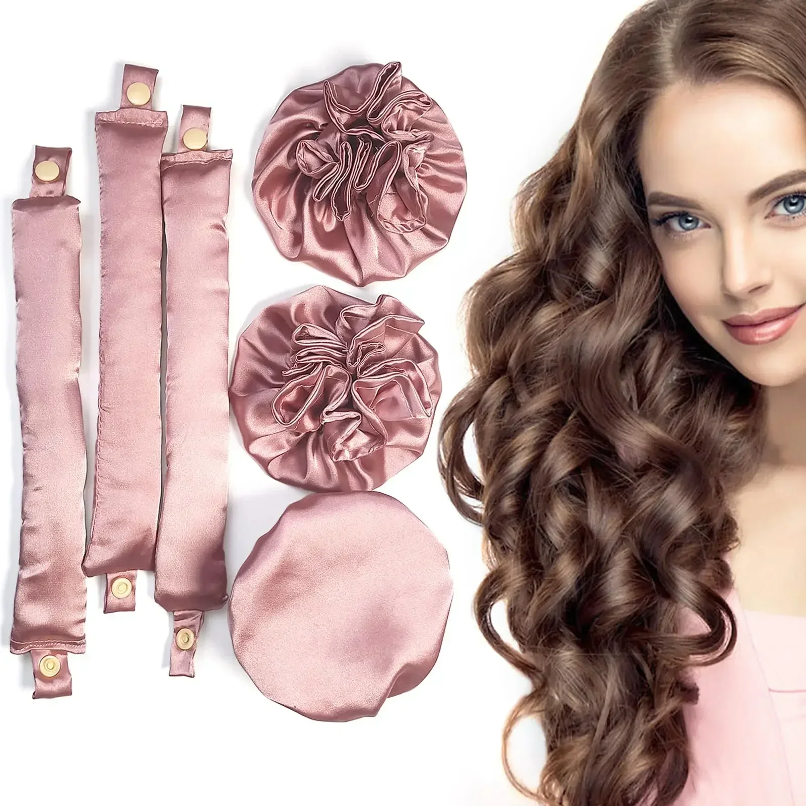 

2 sets Heatless Curling Rod No Heat Silk Curls Soft Hair Rollers Curling Sleeping Headband Lazy Hair Curlers Hair Styling Tools