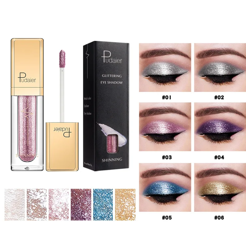 Roze vloeibare glitter oogschaduw metallic pigment oogmake-up paars goud metalic vrouwen schoonheid gel oogschaduw crème 18-kleuren make-up