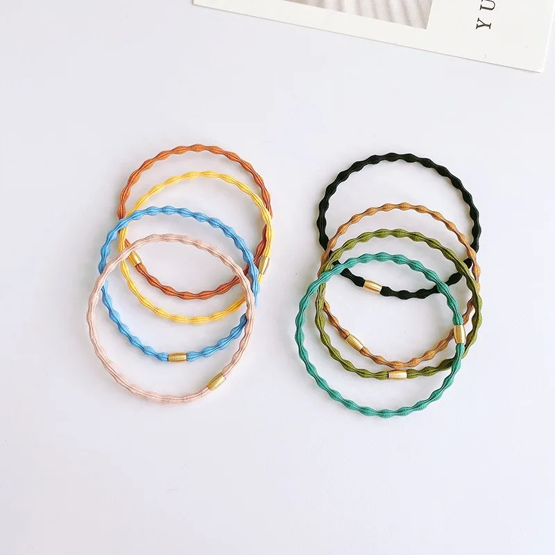 Women Basic Hair Elastics High Elastic Bean Pattern Ponytail Holders Morandi Color Simple Scrunchies No Pull Hair Ties