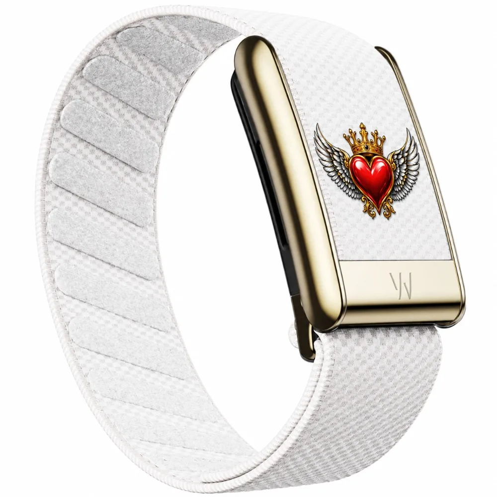 WHOOP 5.0 MG Compatible Crown Heart Wings Pattern Elastic Nylon Woven Sport Replacement Wristband Metal Frame
