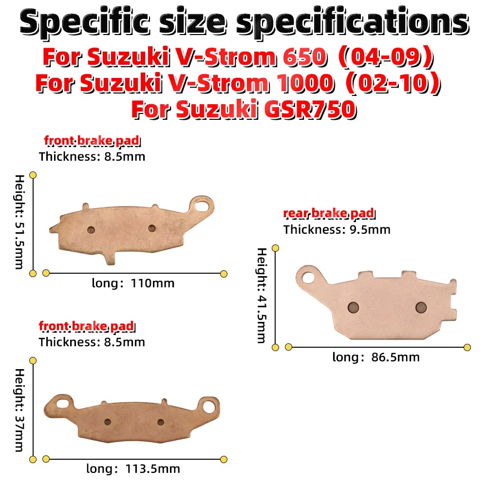 MRRANGT Motorcycle Brake Pads Set Fit For Suzuki DL650 DL1000 V-Strom 650 1000 GSR750 Sintered Metal Adventure Street