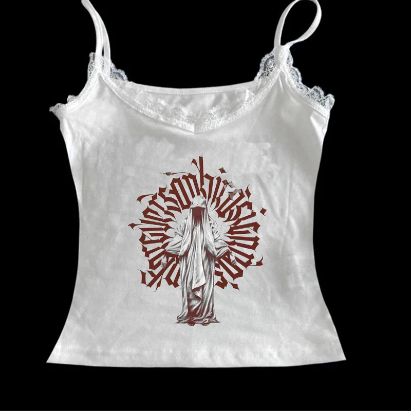 

Summer retro Harajuku girl aesthetic fashion halter top gothic grunge punk hip hop rock street casual sexy top Y2k clothing