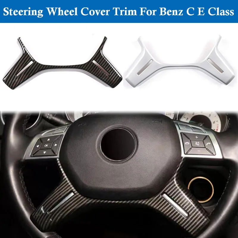 Car Steering Wheel Chrome Carbon fiber Upper Cover Lower Trim Fit For Mercedes Benz C E M ML GL GLS G Class W204 W212 W166 W463