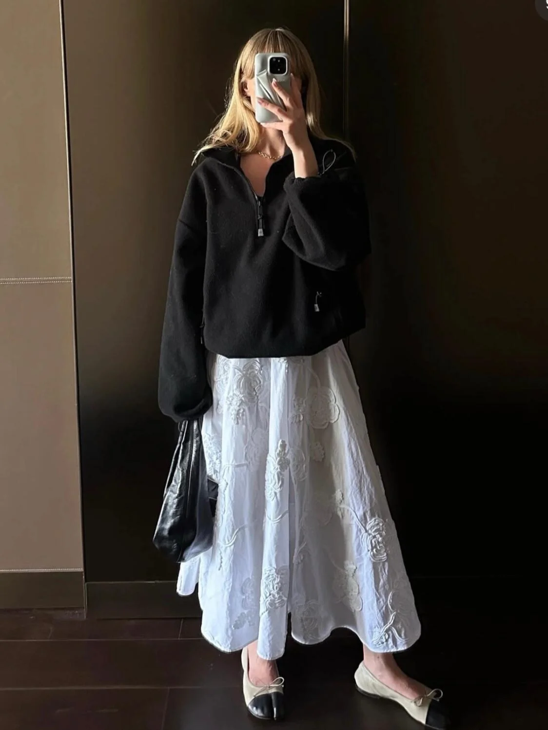 

Женская длинная юбка с 3D-вышивкой цветов, 2 цвета, с завышенной талией, А-силуэт, свободная, модная