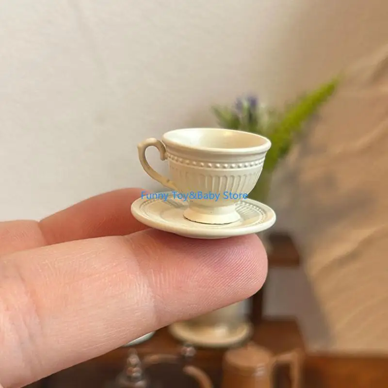 3pcs Elegant French Styles Miniature Coffee tasse café soucoupe Ensemble poupée pour poupées