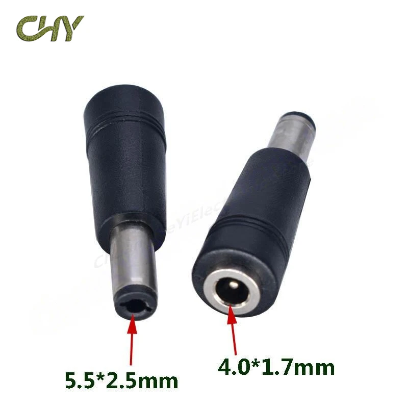 DC Power Adapter Connector Plug DC Conversion Head Jack Female 4.0x1.7mm Turn Plug Male 5.5x2.1mm Black 4.0*1.7mm to 5.5*2.5