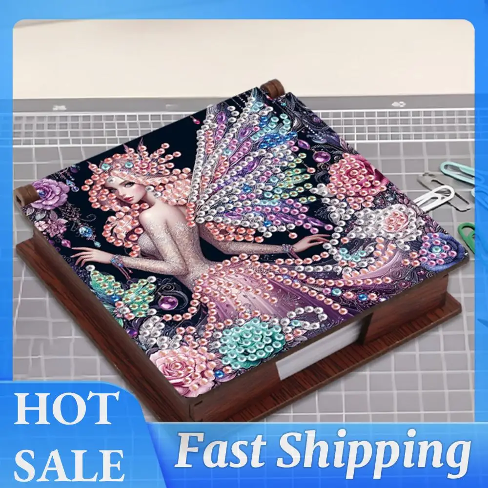 

Wooden DIY Diamond Painting Kit Note Box with 160 Papers Sticky Note Holder Diamond Art for Home Office and Supplies