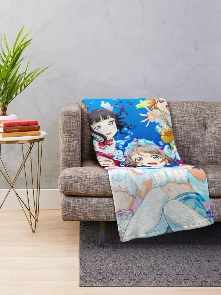 Love Live! Sunshine!! - Koi ni Naritai AQUARIUM Throw Blanket Cute valentine gift ideas Plaid on the sofa Soft Beds Blankets