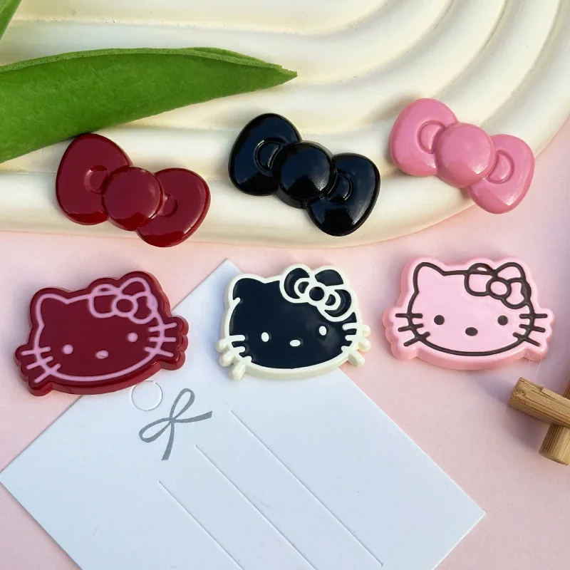 5 قطعة Hellokitty الاكريليك فلاتباك DIY بها بنفسك مجوهرات اكسسوارات قضية الهاتف المحمول ثقب الأحذية التصحيح دبوس الشعر إكسسوارات الشعر المواد